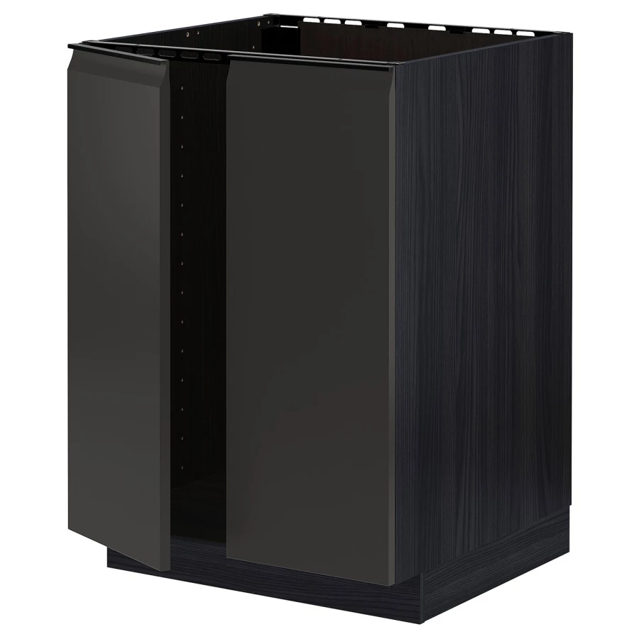 Шкаф под раковину/2 дверцы - METOD IKEA/ МЕТОД ИКЕА, 88х60 см. черный (изображение №1)