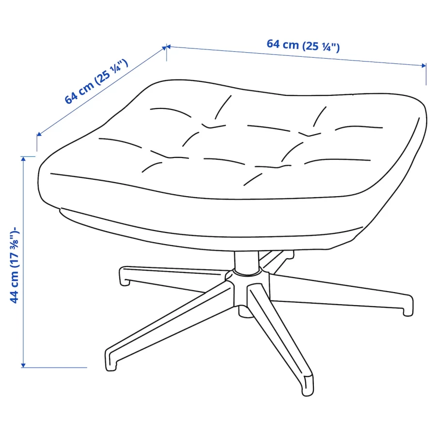 Кресло и пуф - IKEA HAVBERG, 66х99х92 см, серый, ХАВБЕРГ ИКЕА (изображение №7)