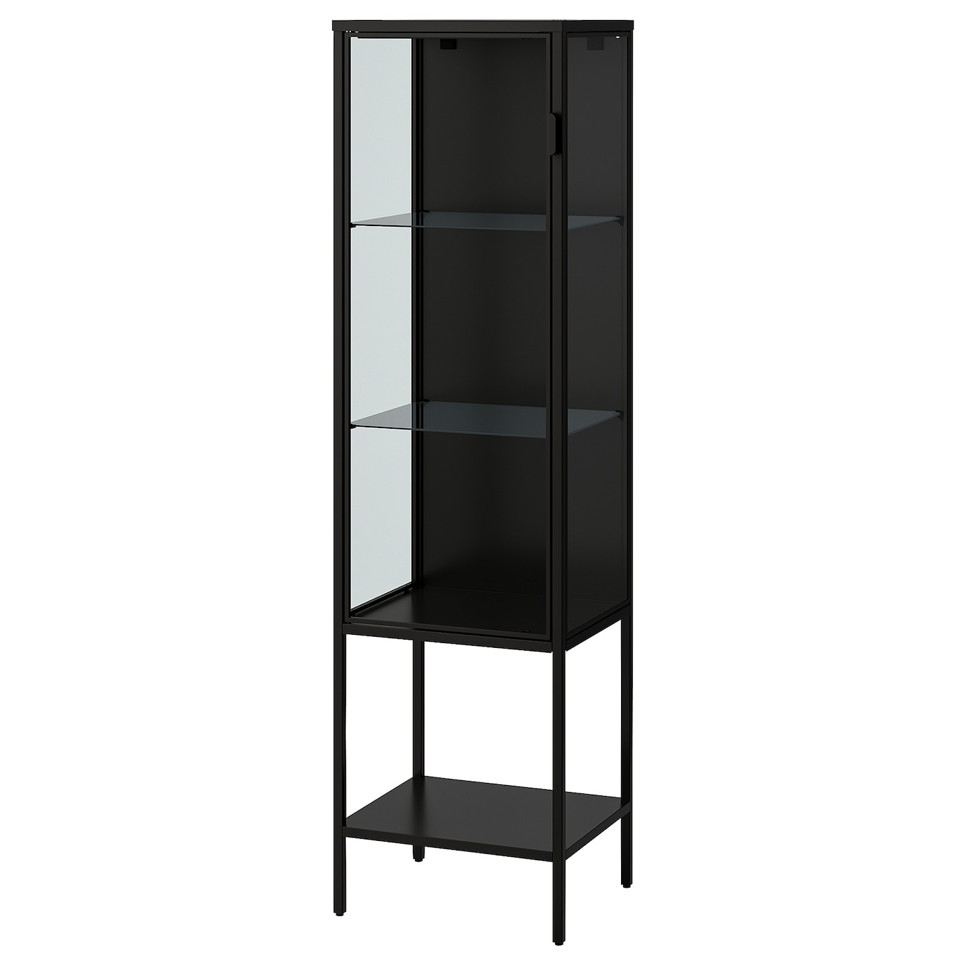 Шкаф со стеклянными дверцами  - RUDSTA IKEA/ РУДСТА ИКЕА, 42x37x155 см, черный/прозрачный