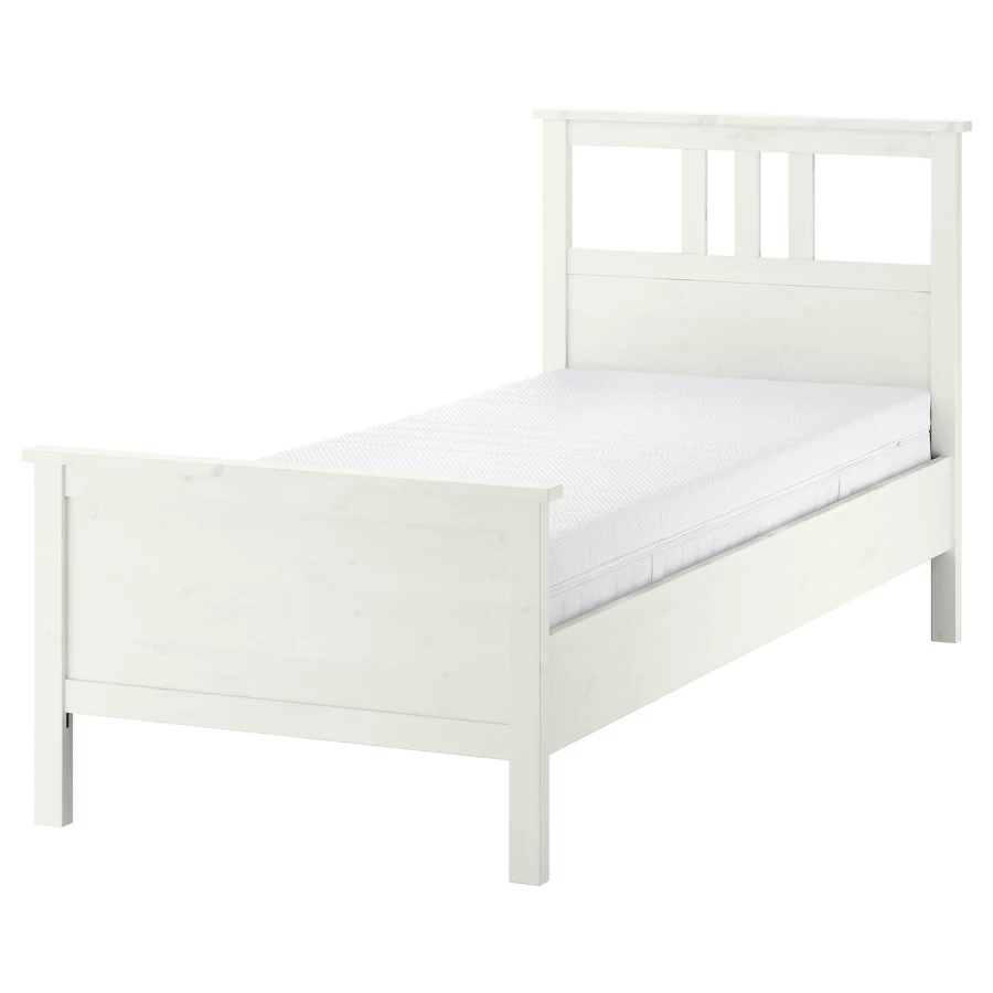 Кровать - IKEA HEMNES, 200х90 см, матрас средне-жесткий, белая морилка, ХЕМНЭС ИКЕА (изображение №1)