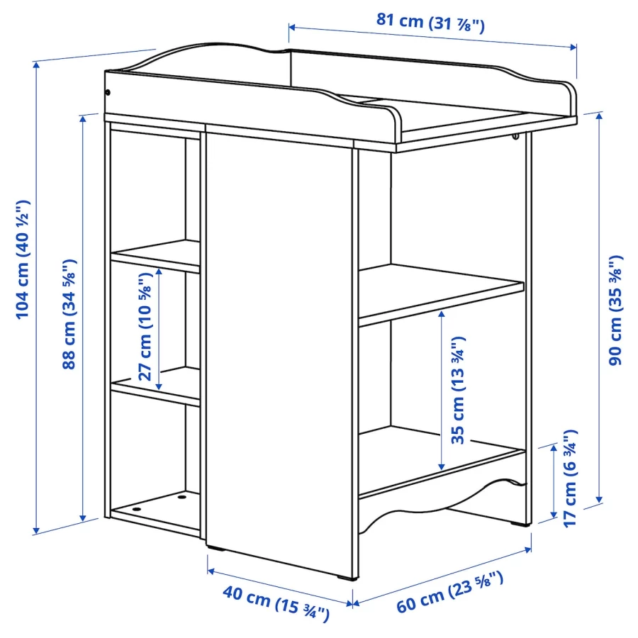 Столик пенальный - IKEA SMÅGÖRA/SMAGORA, 91х60 см, белый, СМОГЁРА ИКЕА (изображение №6)