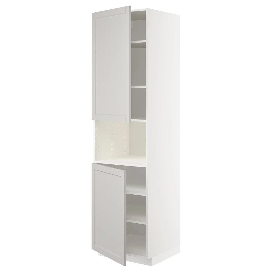 Кухонный шкаф-пенал - IKEA METOD/МЕТОД ИКЕА, 220х60х60 см, белый/серый (изображение №1)