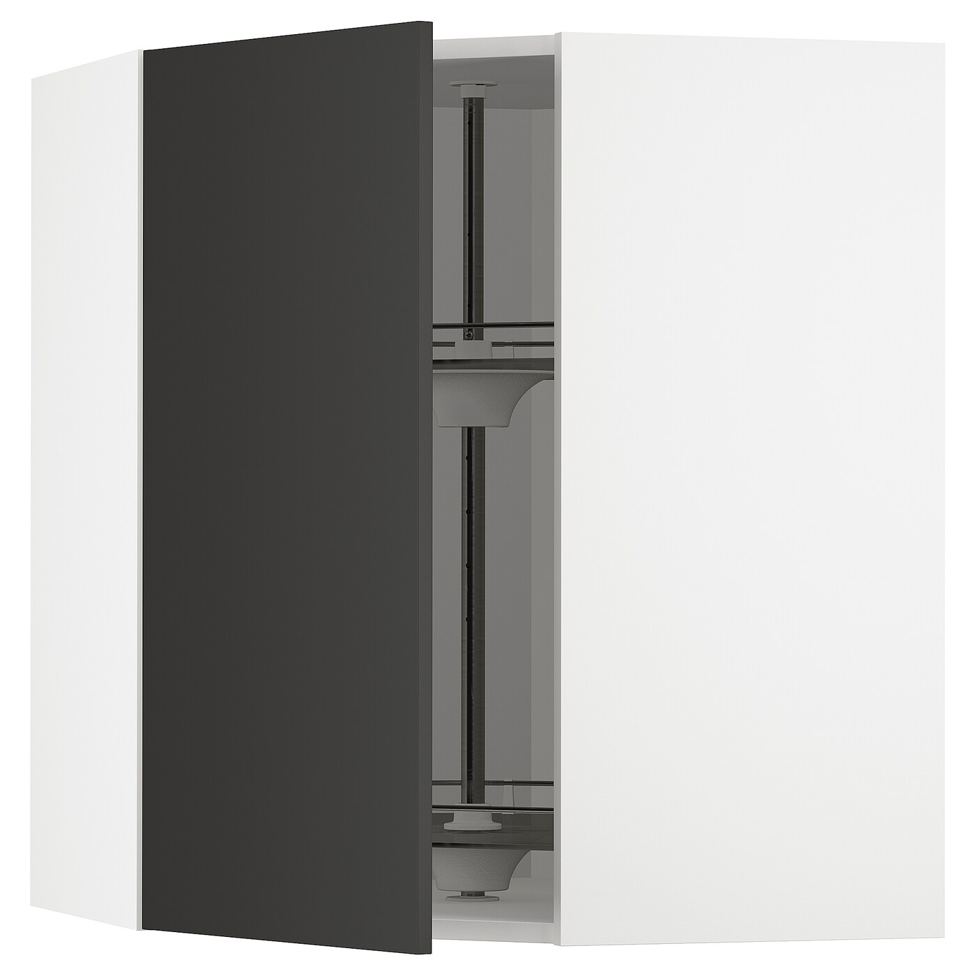 Угловой навесной шкаф с каруселью - METOD  IKEA/  МЕТОД ИКЕА, 80х68 см, белый/черный