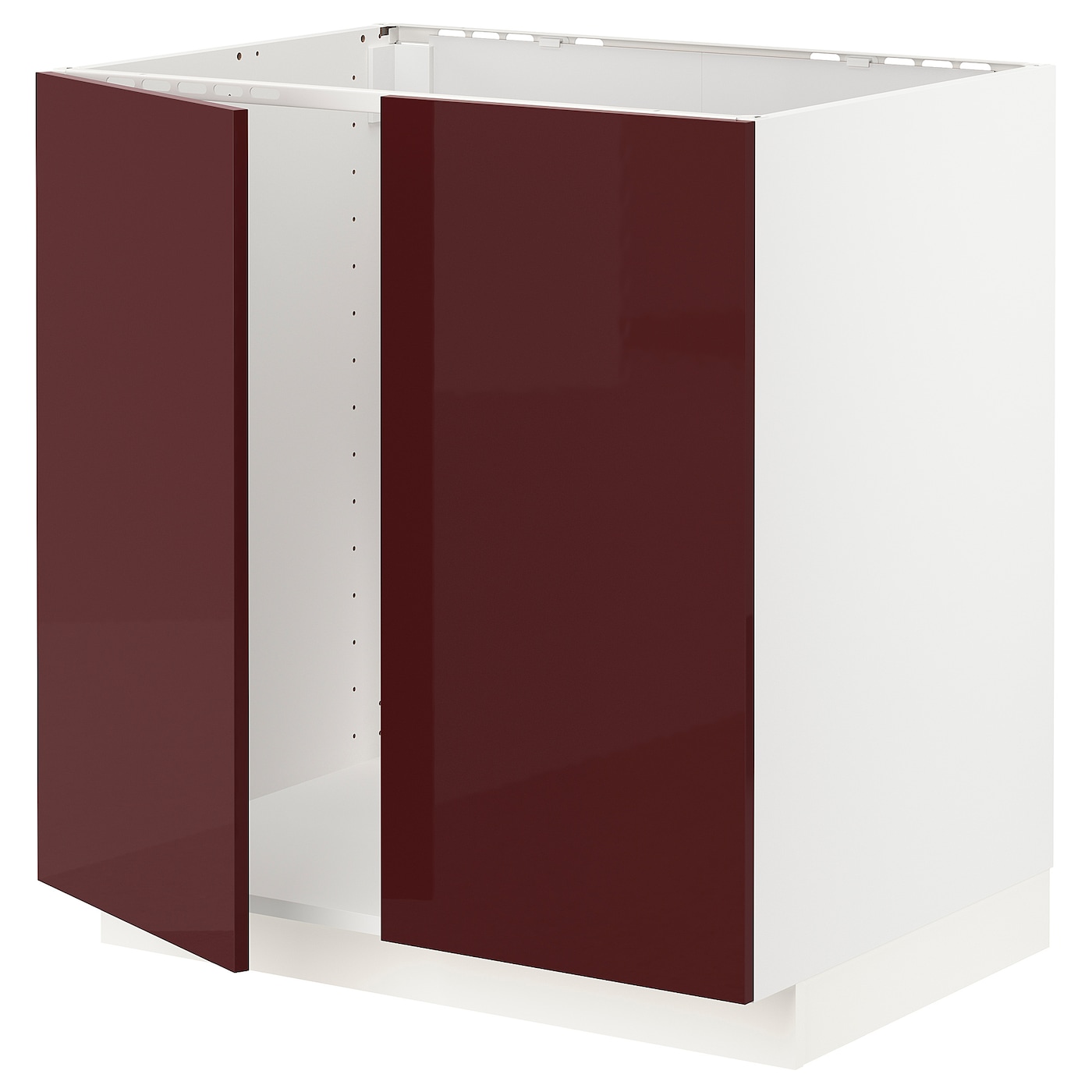 Шкаф под раковину/2 дверцы - METOD IKEA/ МЕТОД ИКЕА, 88х80  см, белый/красный