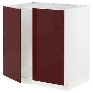 Шкаф под раковину/2 дверцы - METOD IKEA/ МЕТОД ИКЕА, 88х80  см, белый/красный