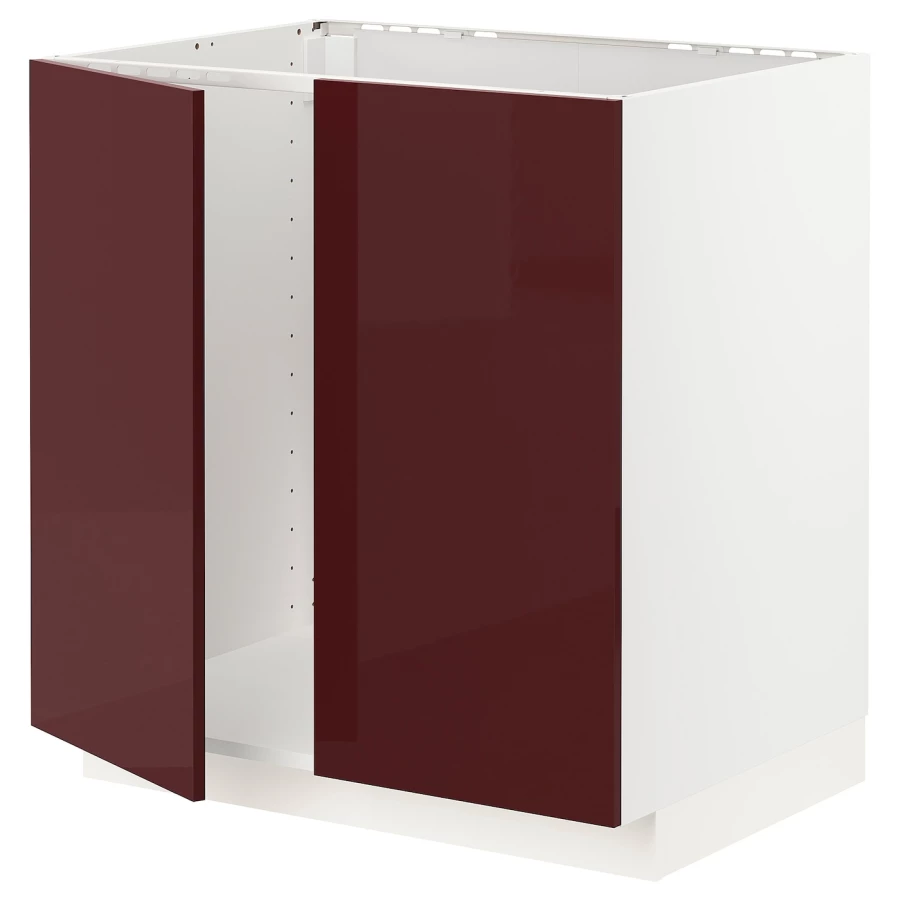 Шкаф под раковину/2 дверцы - METOD IKEA/ МЕТОД ИКЕА, 88х80  см, белый/красный (изображение №1)