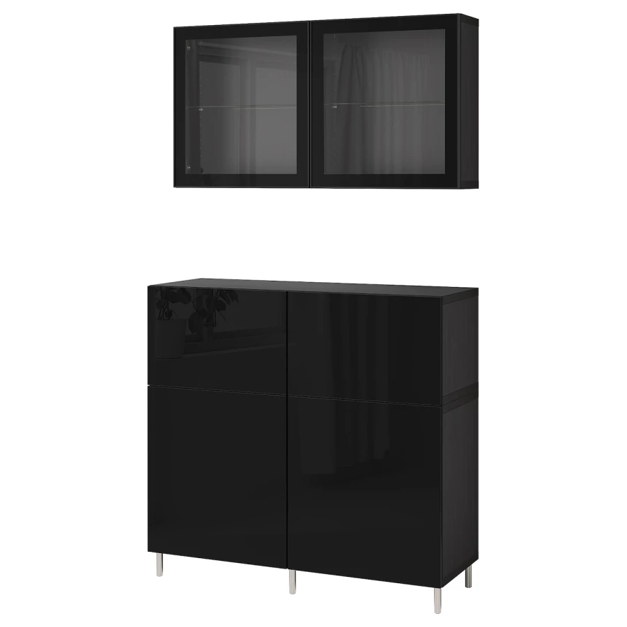 Комбинация для хранения - BESTÅ/ BESTА IKEA/ БЕСТА/БЕСТО ИКЕА, 213х120 см, черный (изображение №1)