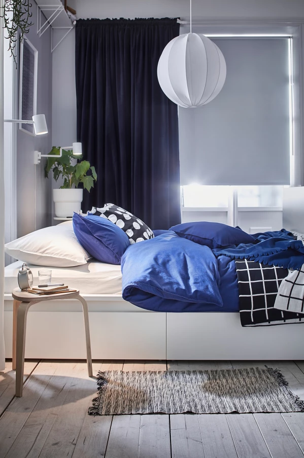 Затемняющая штора, 2 шт. - IKEA SANELA, 300х140 см, темно-синий, САНЕЛА ИКЕА (изображение №5)