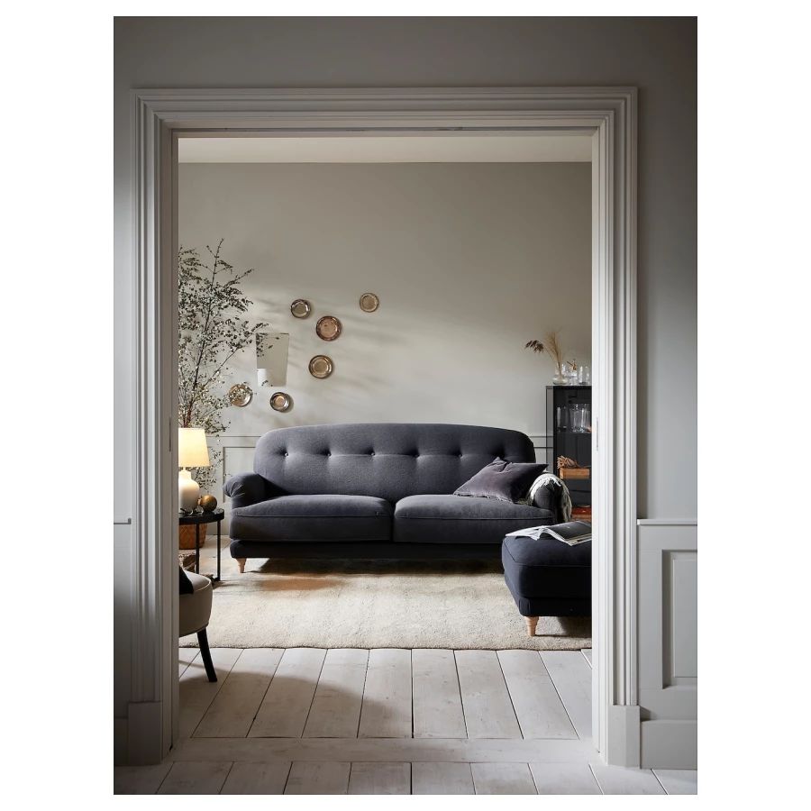 3-местный диван - IKEA ESSEBODA, 94x96x222см, черный, ЭССЕБОДА ИКЕА (изображение №2)