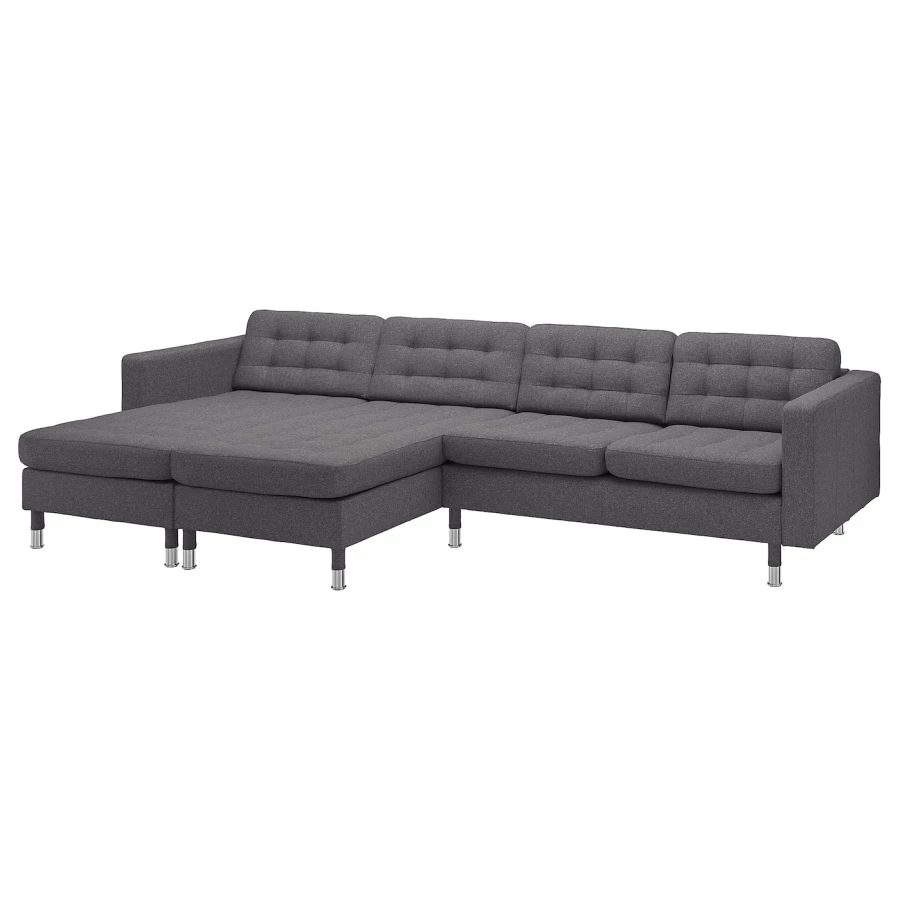 4-местный диван с шезлонгом - IKEA LANDSKRONA, 78x320см, светло-серый, ЛАНДСКРУНА ИКЕА (изображение №1)