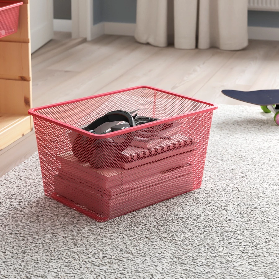 Стеллаж детский - IKEA TROFAST, 93x44x52 см, светло-коричневый/розовый, ИКЕА (изображение №4)