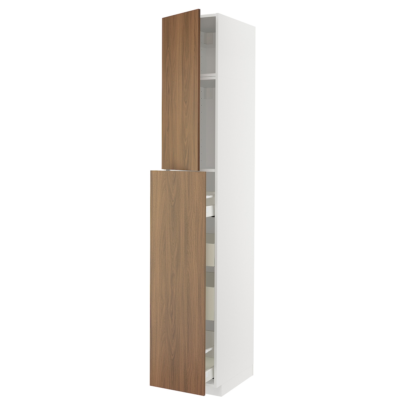 Высокий шкаф с ящиками - IKEA METOD/MAXIMERA/МЕТОД/МАКСИМЕРА ИКЕА, 240х60х40 см, белый/коричневый