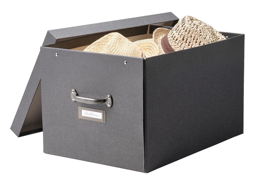 Коробка с крышкой - TJOG IKEA/ЧУГ ИКЕА, 35x56x30 см,  серый (изображение №2)