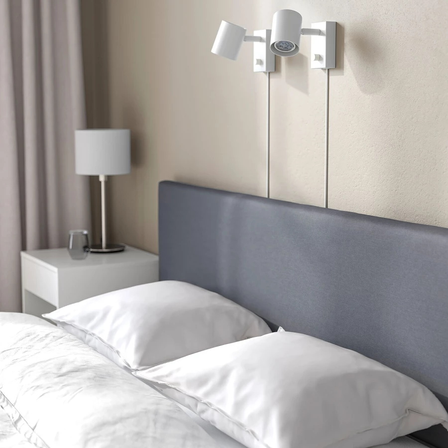 Континентальная кровать - IKEA SÄBÖVIK/SABOVIK, 200х140 см, матрас жесткий, серый, СЭБЁВИК/СЭБЕВИК ИКЕА (изображение №4)