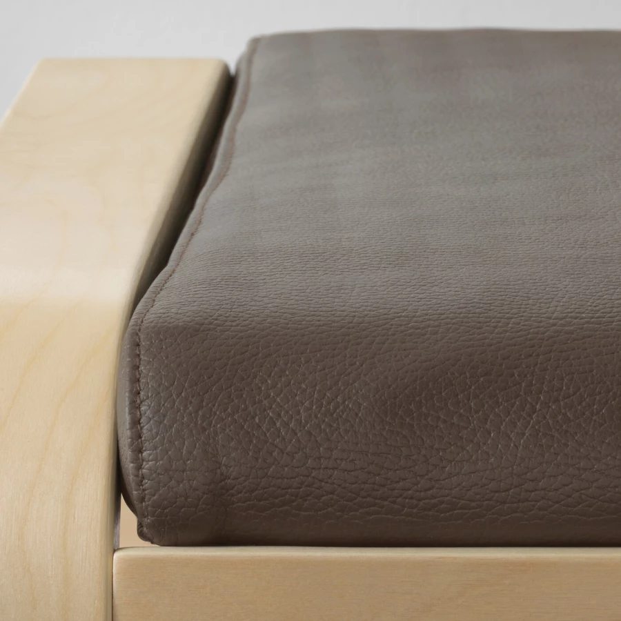 Кресло с подставкой для ног - IKEA POÄNG/POANG/ИКЕА ПОЭНГ , 100х82х68см, березовый шпон/глос темно-коричневый (изображение №6)
