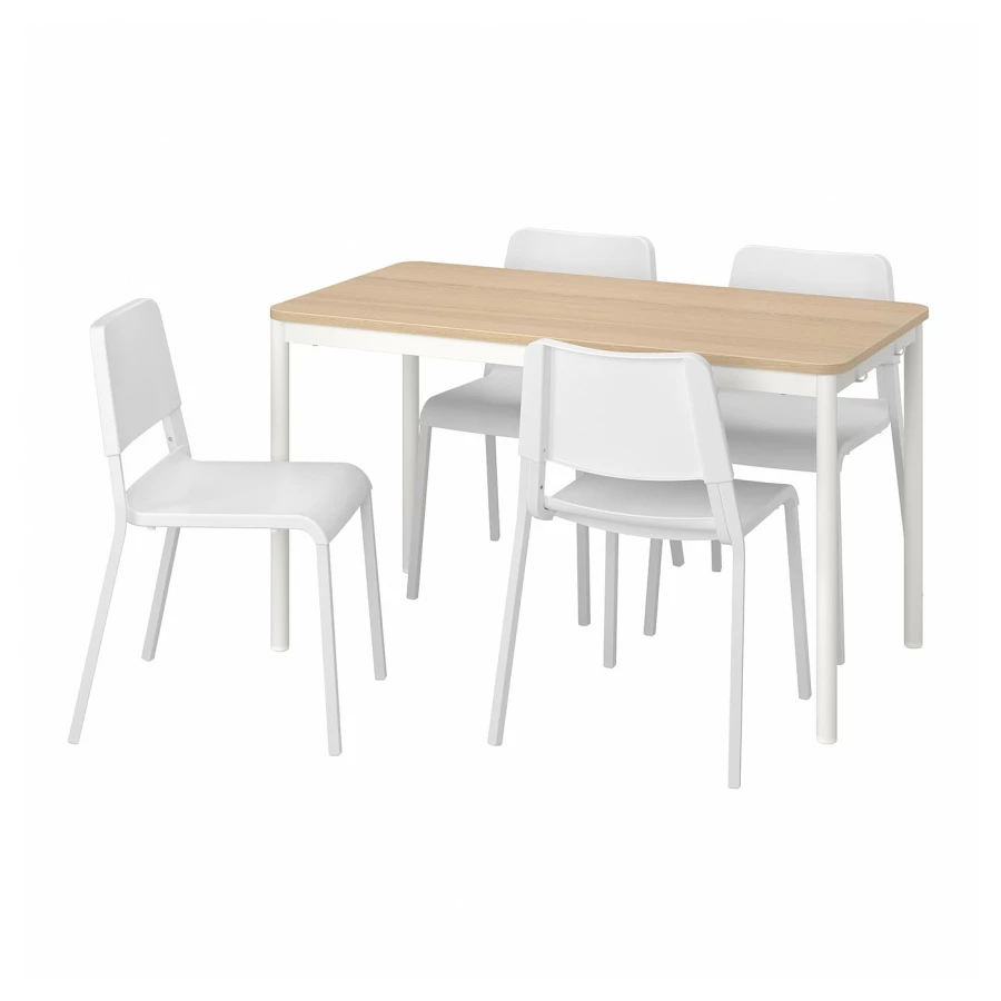 Стол и 4 стула - TOMMARYD / TEODORES IKEA/ ТОММАРИД/ТЕОДОРЕС ИКЕА, 130х70х75 см, белый (изображение №1)