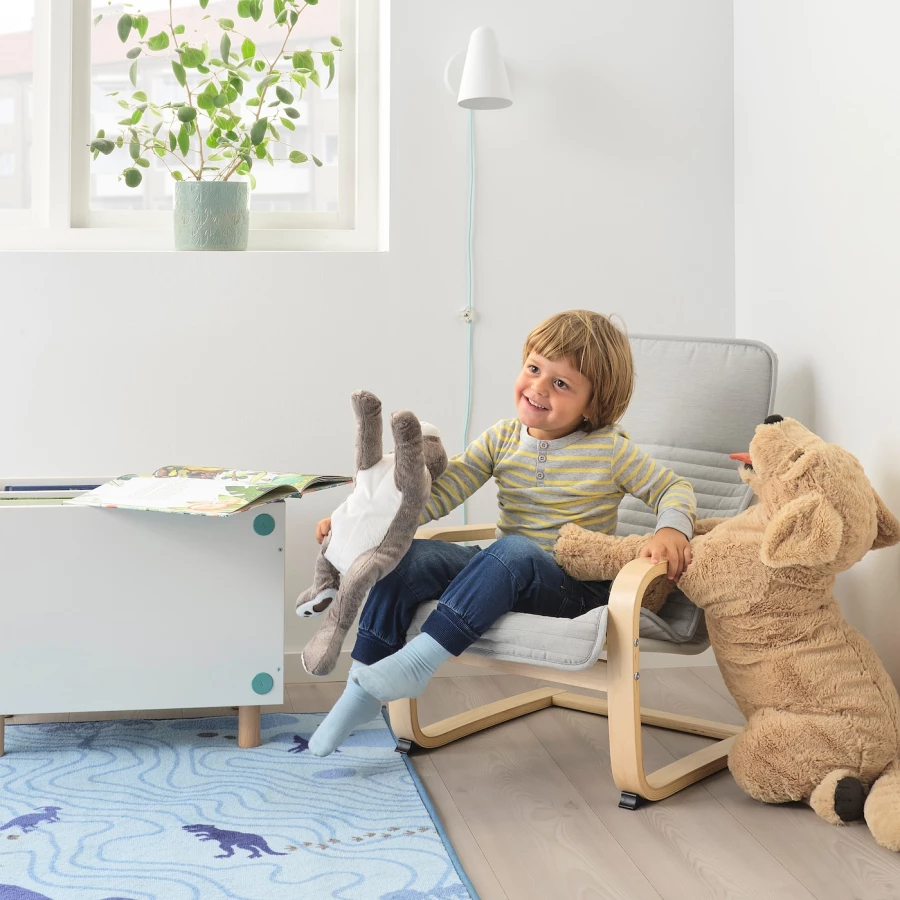 Детское кресло - IKEA POÄNG/POANG/ПОЭНГ ИКЕА, 47х56х68 см, белый (изображение №2)