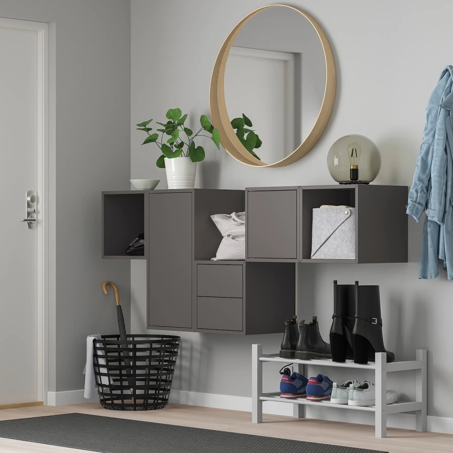 Комбинация с навесным шкафом - IKEA EKET, 175x35x70 см, темно-серый, ЭКЕТ ИКЕА (изображение №2)