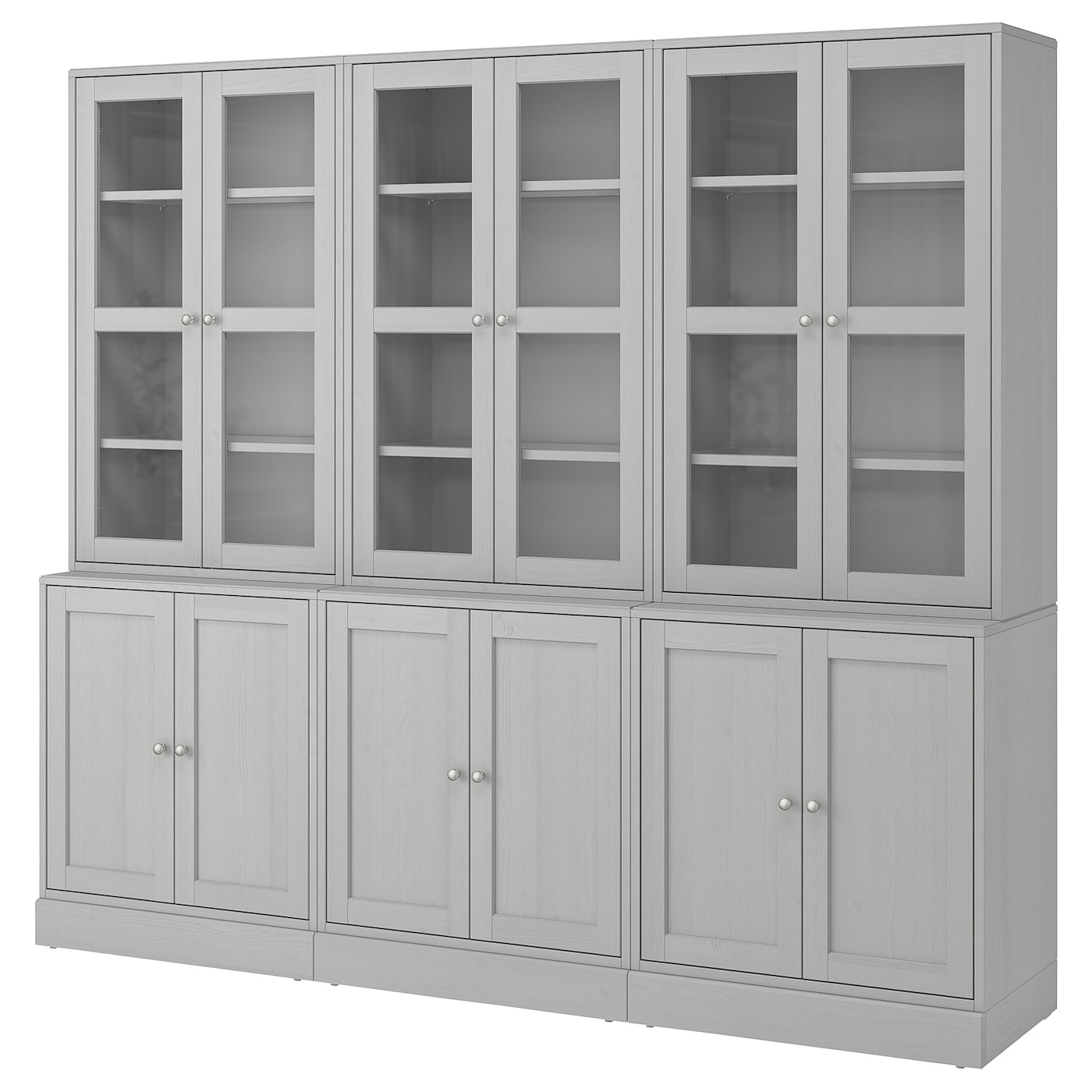 Шкаф со стеклянными дверцами- HAVSTA IKEA/ ХАВСТА ИКЕА, 243x212x47 см, серый