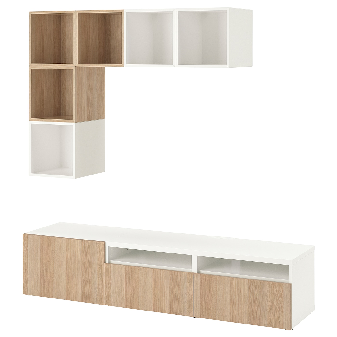 Комплект мебели д/гостиной  - IKEA BESTÅ/BESTA EKET, 170x70x180см, белый/светло-коричневый, БЕСТО ЭКЕТ ИКЕА