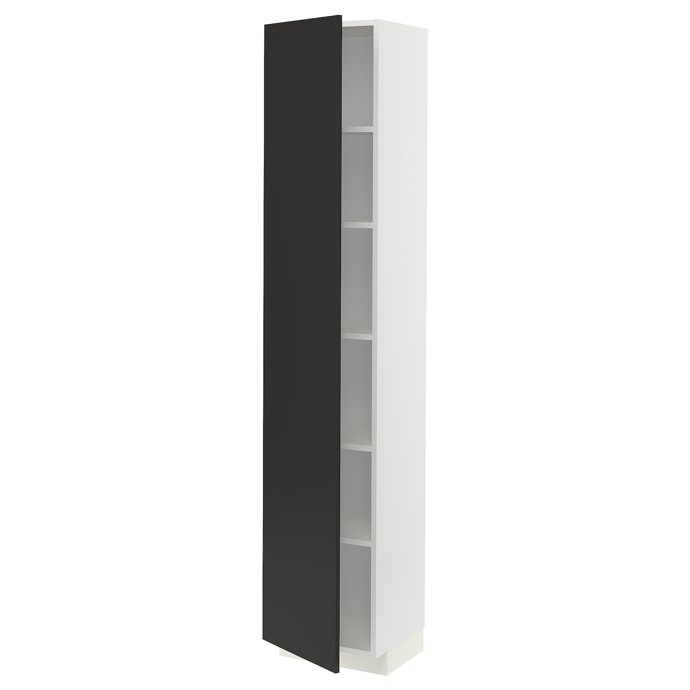 Высокий кухонный шкаф с полками - IKEA METOD/МЕТОД ИКЕА, 200х37х40 см, белый/черный