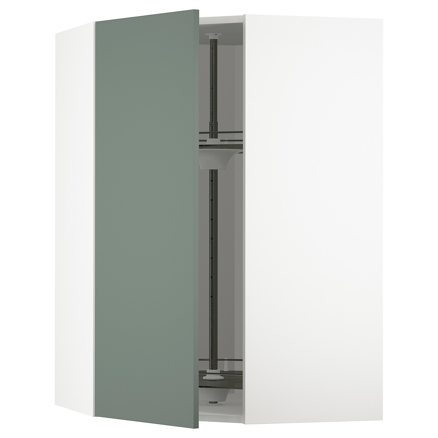 Угловой навесной шкаф с каруселью - METOD  IKEA/  МЕТОД ИКЕА, 100х68 см, белый/темно-зеленый
