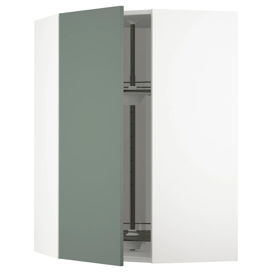 Угловой навесной шкаф с каруселью - METOD  IKEA/  МЕТОД ИКЕА, 100х68 см, белый/темно-зеленый (изображение №1)