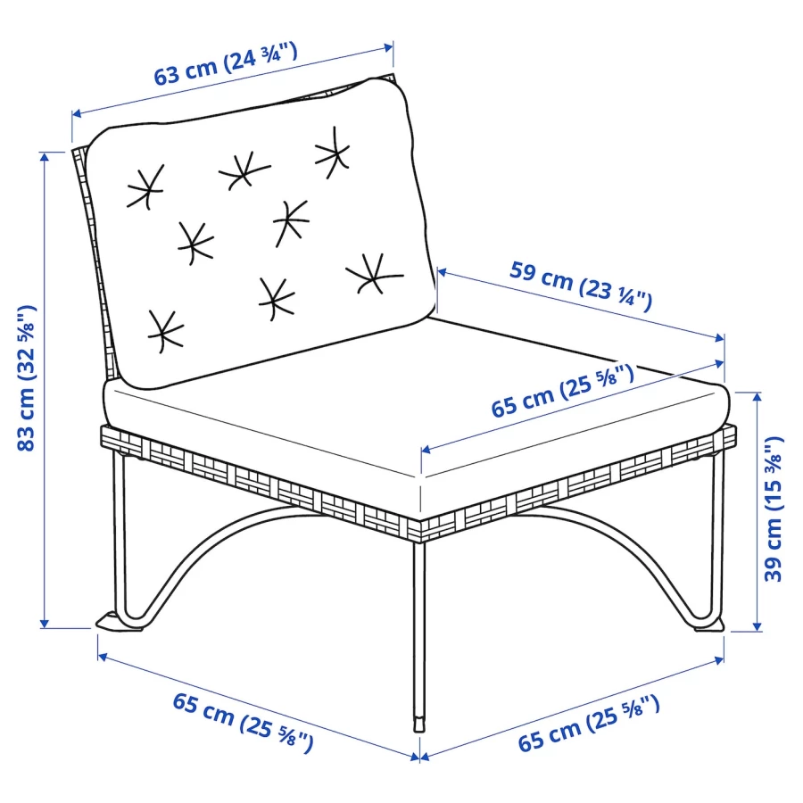 Кресло садовое - IKEA JUTHOLMEN, 65x73x83 см, серый/белый, ЮТХОЛЬМЕН ИКЕА (изображение №6)