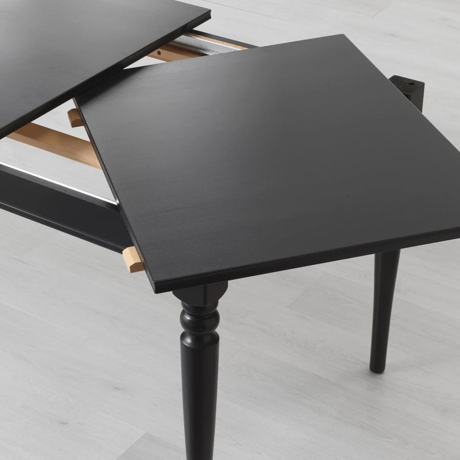 Раздвижной обеденный стол - IKEA INGATORP, 215/155х87х74 см, черный, ИНГАТОРП ИКЕА (изображение №5)