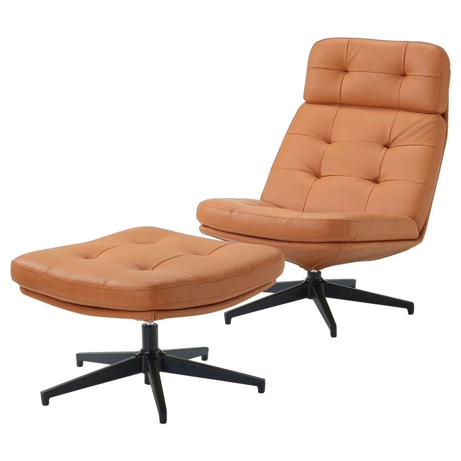 Кресло и пуф - IKEA HAVBERG, 66х99х92 см, оранжевый, ХАВБЕРГ ИКЕА (изображение №1)