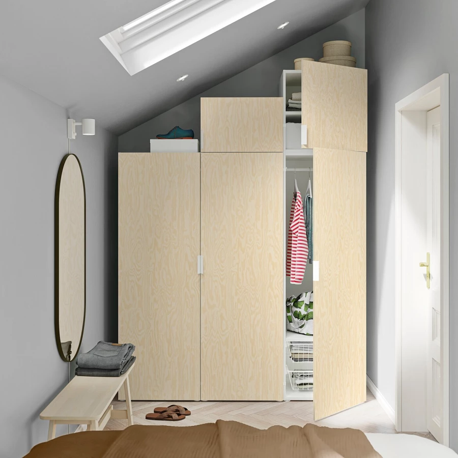 Платяной шкаф - PLATSA/KALBÅDEN/IKEA/ ПЛАТСА/КЛБАДЕН ИКЕА,180x57x241 см, белый (изображение №2)