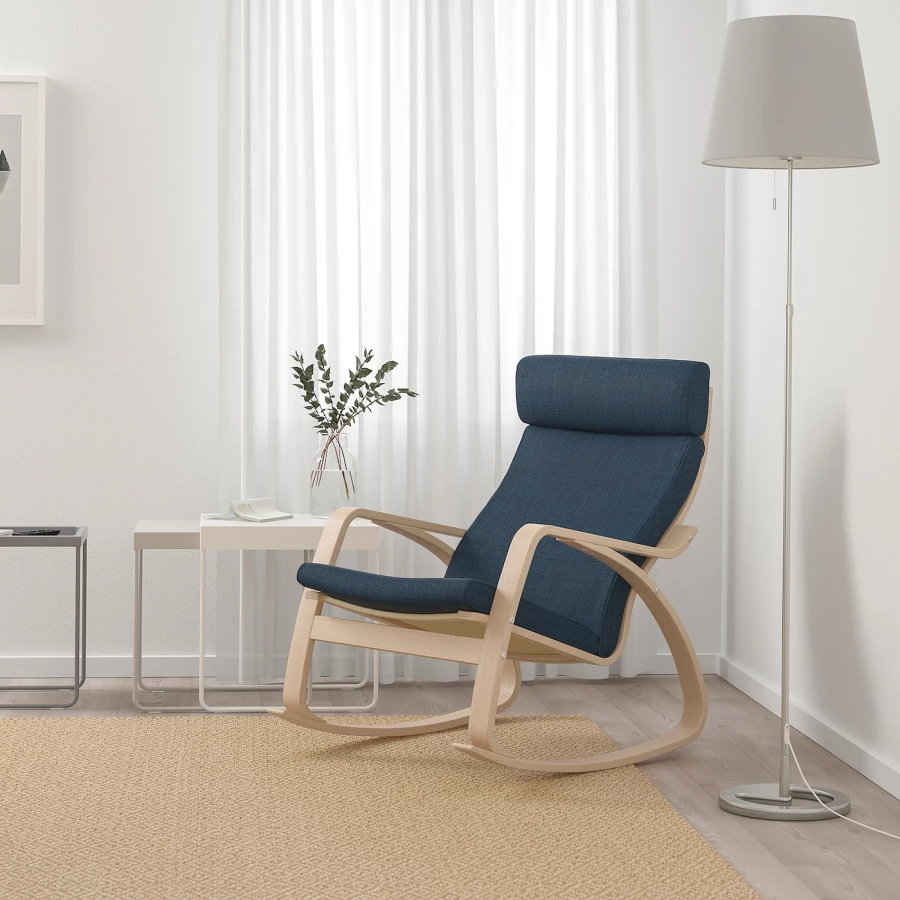 Кресло-качалка - IKEA POÄNG/POANG/ПОЭНГ ИКЕА, 68х94х95 см, темно-синий (изображение №2)