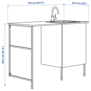 Комбинация для ванной - IKEA ENHET, 139х63.5х90.5 см, белый/светло-зеленый, ЭНХЕТ ИКЕА