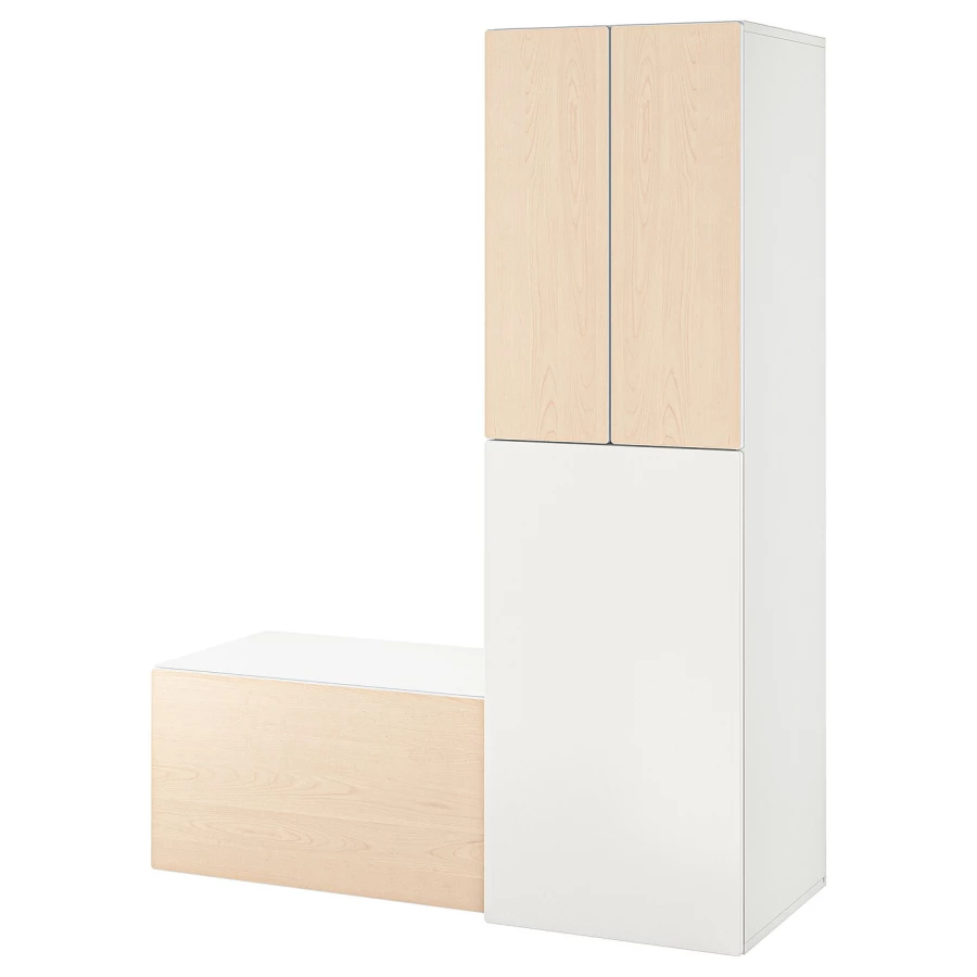 Шкаф детский - IKEA SMÅSTAD/SMASTAD, 150x57x196 см, белый/светло-коричневый, СМОСТАД ИКЕА (изображение №1)