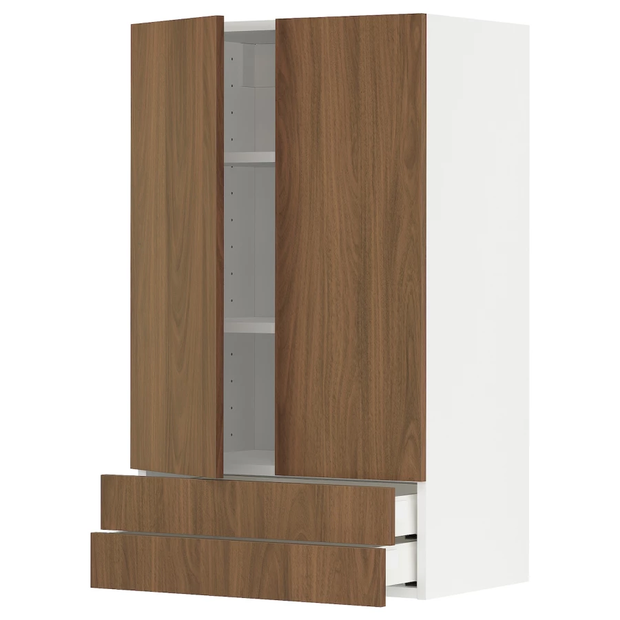 Навесной шкаф - METOD / MAXIMERA IKEA/ МЕТОД/МАКСИМЕРА ИКЕА, 60х100 см, белый/коричневый (изображение №1)