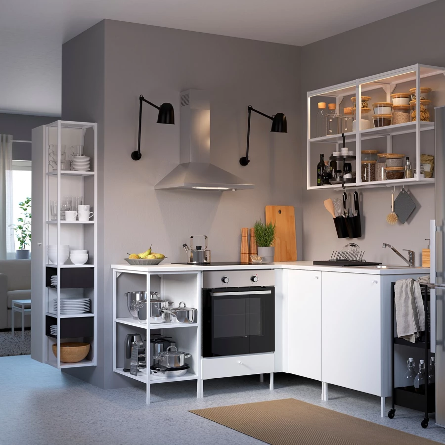 Угловая кухня -  ENHET  IKEA/ ЭНХЕТ ИКЕА, 170,5х75 см, белый (изображение №2)