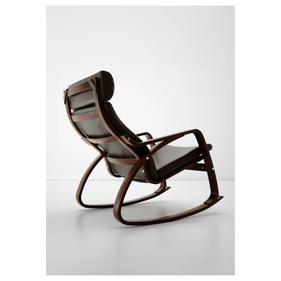 Кресло-качалка - IKEA POÄNG/POANG/ПОЭНГ ИКЕА, 68х94х95 см, коричневый (изображение №3)