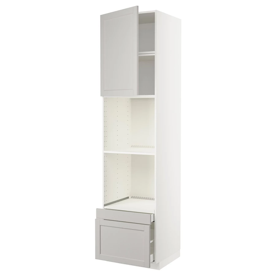 Высокий шкаф - IKEA METOD/MAXIMERA/МЕТОД/МАКСИМЕРА ИКЕА, 240х60х60 см, белый/серый (изображение №1)