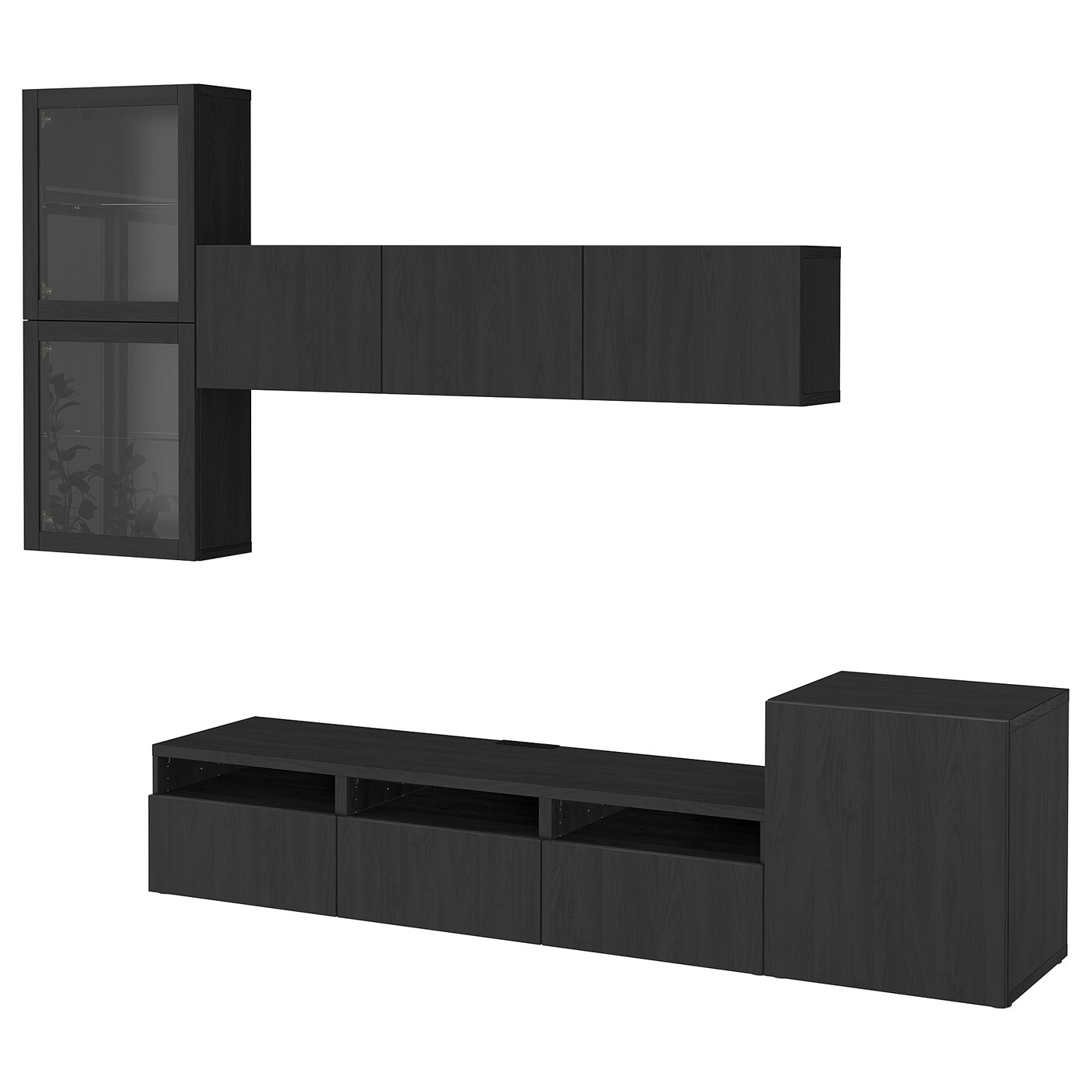 Комбинация для хранения ТВ - IKEA BESTÅ/BESTA, 211x42x300см, черный, БЕСТО ИКЕА