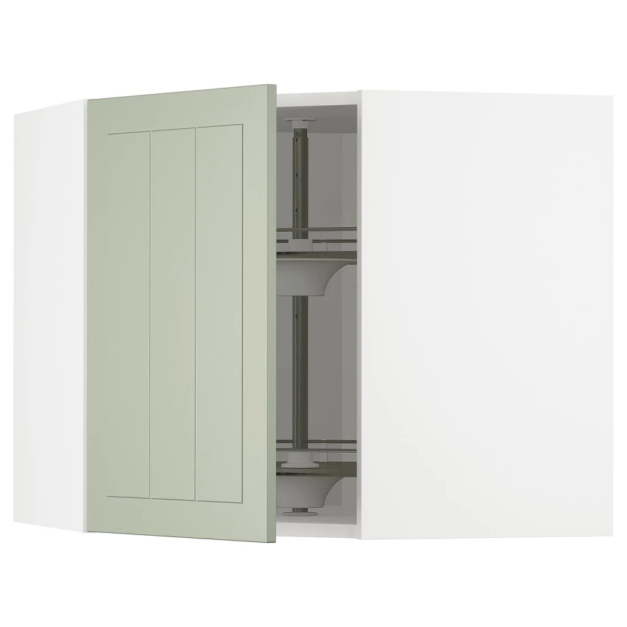 Угловой навесной шкаф с каруселью - METOD  IKEA/  МЕТОД ИКЕА, 60х68 см, белый/зеленый (изображение №1)