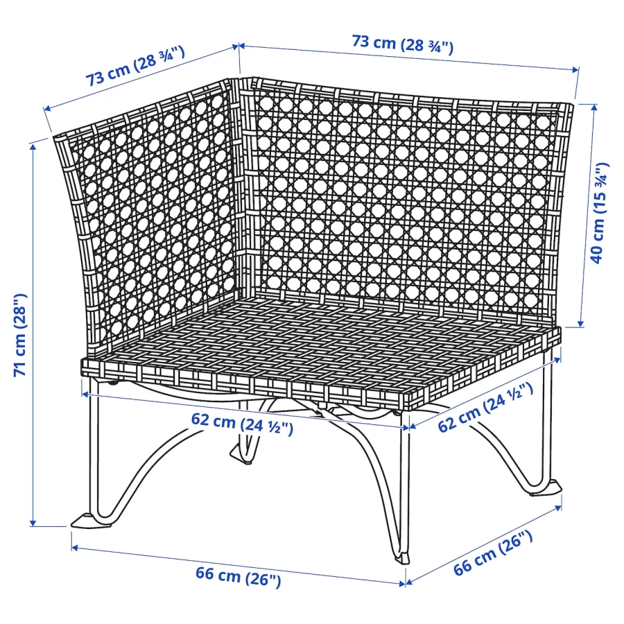 Угловая секция для сада - IKEA JUTHOLMEN, 71x73x73см, серый, ЮТХОЛЬМЕН ИКЕА (изображение №3)