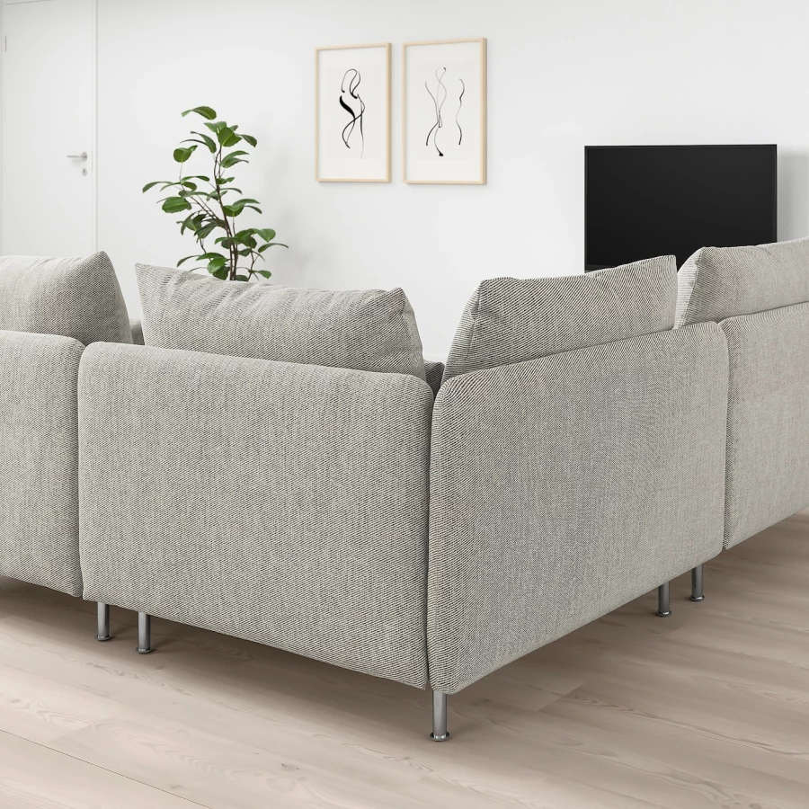3-местный угловой диван - IKEA SÖDERHAMN/SODERHAMN, 99x192см, серый/светло-серый, СЕДЕРХАМН ИКЕА (изображение №3)