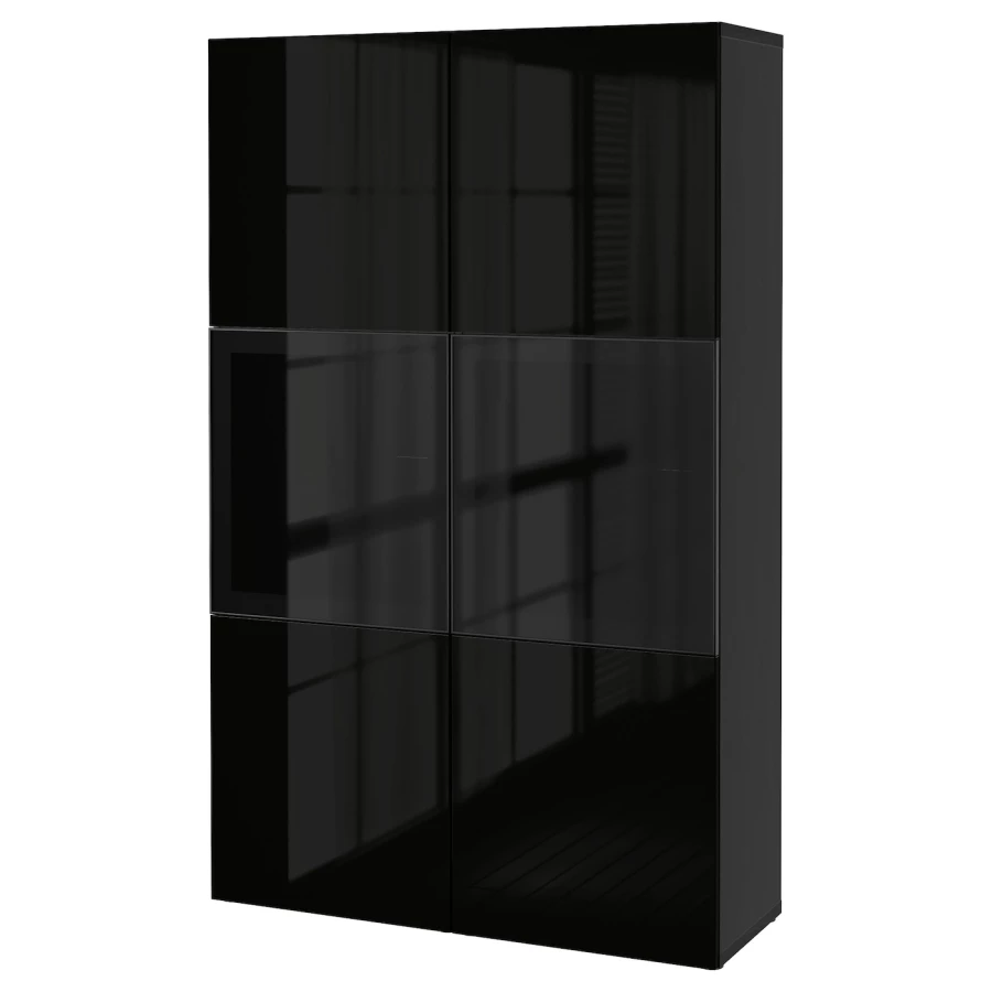 Книжный шкаф - BESTÅ/ BESTА IKEA/ БЕСТА/БЕСТО ИКЕА, 193х120 см, черный (изображение №1)