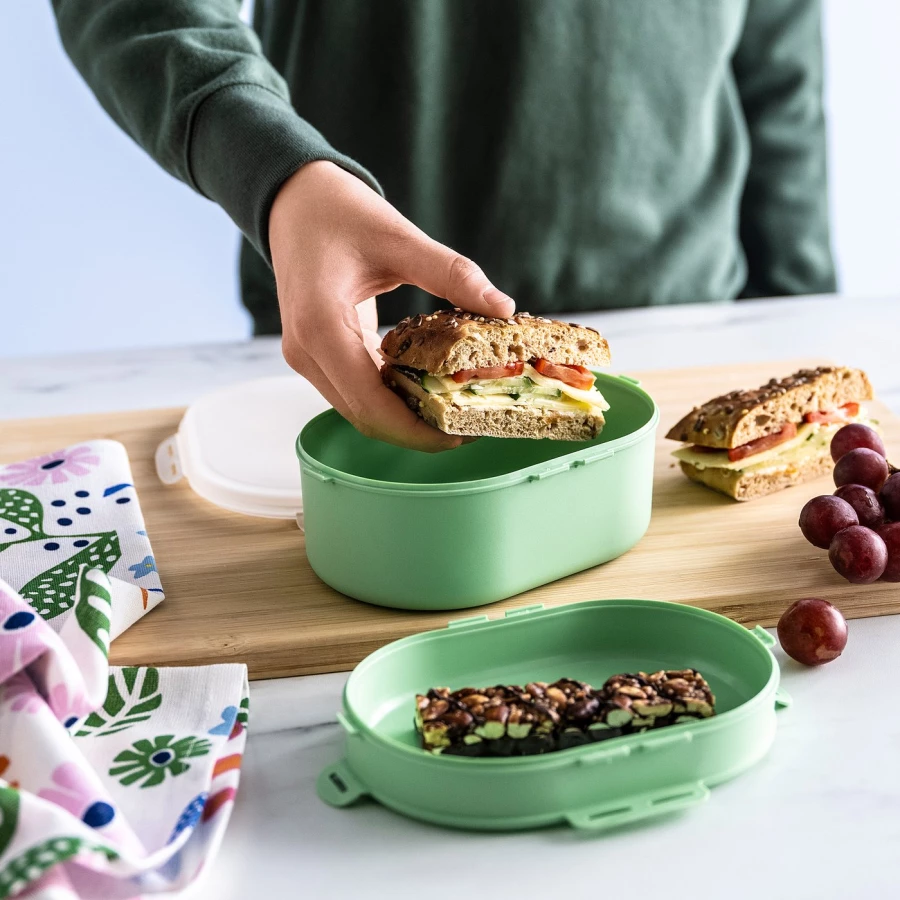 Контейнер для продуктов с крышкой - IKEA UTBJUDA, 17х12х9 см, светло-зеленый, УТБЬЮДА ИКЕА (изображение №2)