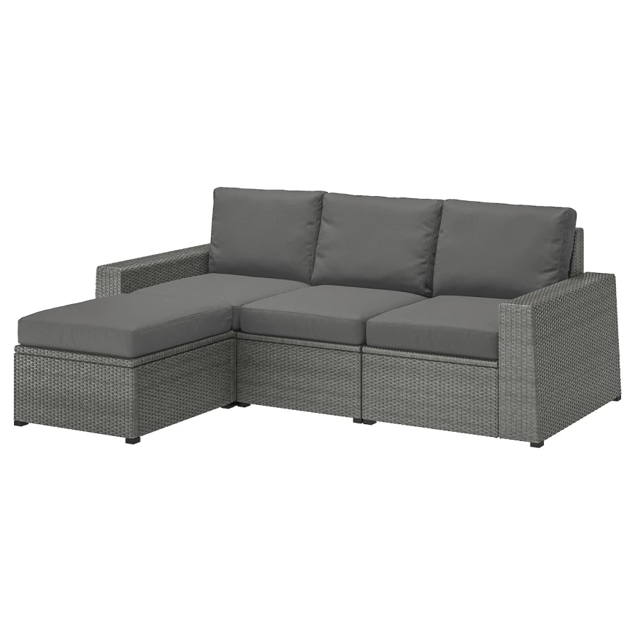 3-местный модульный диван - IKEA SOLLERÖN, 88x144x223см, темно-серый, СОЛЛЕРОН ИКЕА (изображение №1)