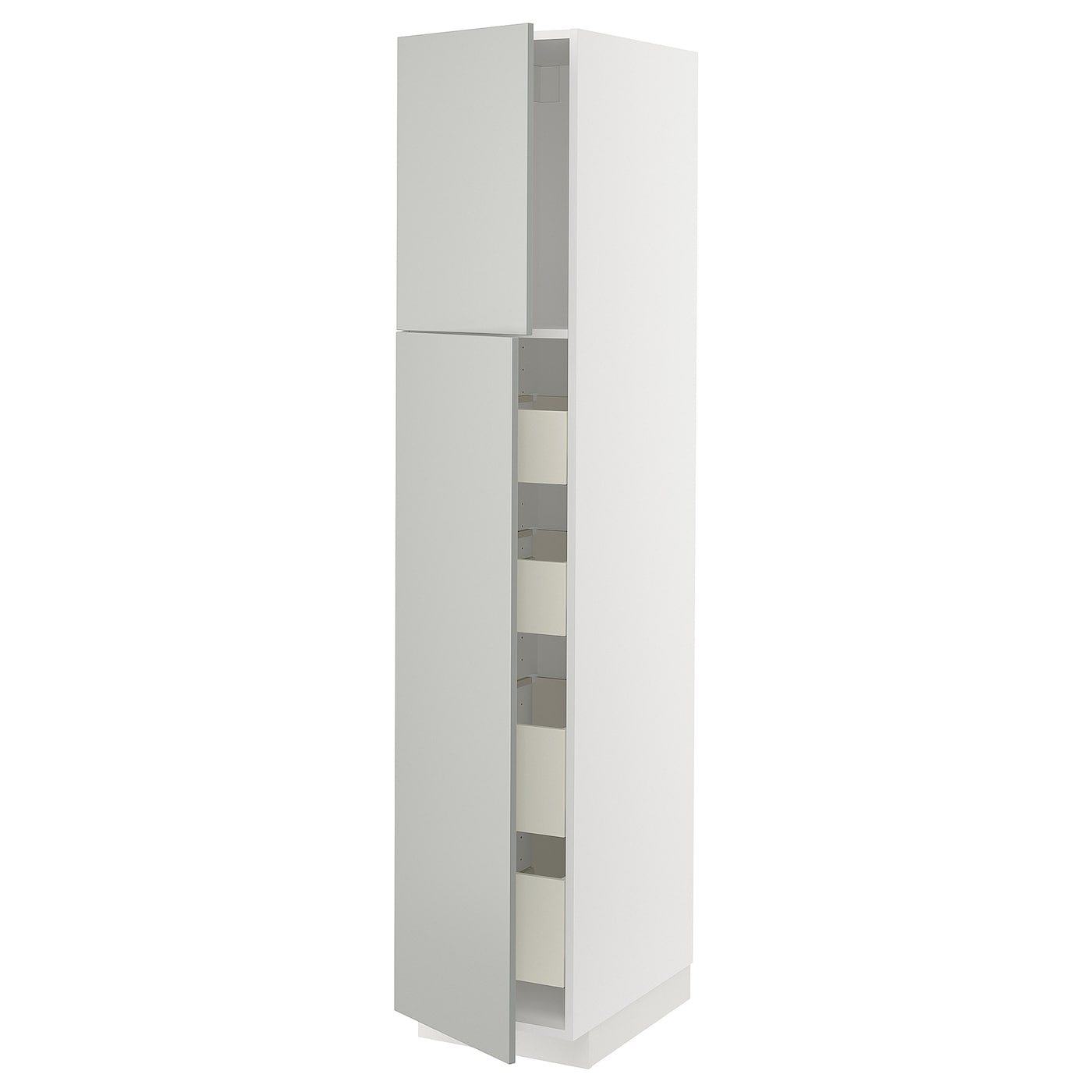 Высокий шкаф с ящиками - IKEA METOD/MAXIMERA/МЕТОД/МАКСИМЕРА ИКЕА, 200х60х40 см, белый/серый