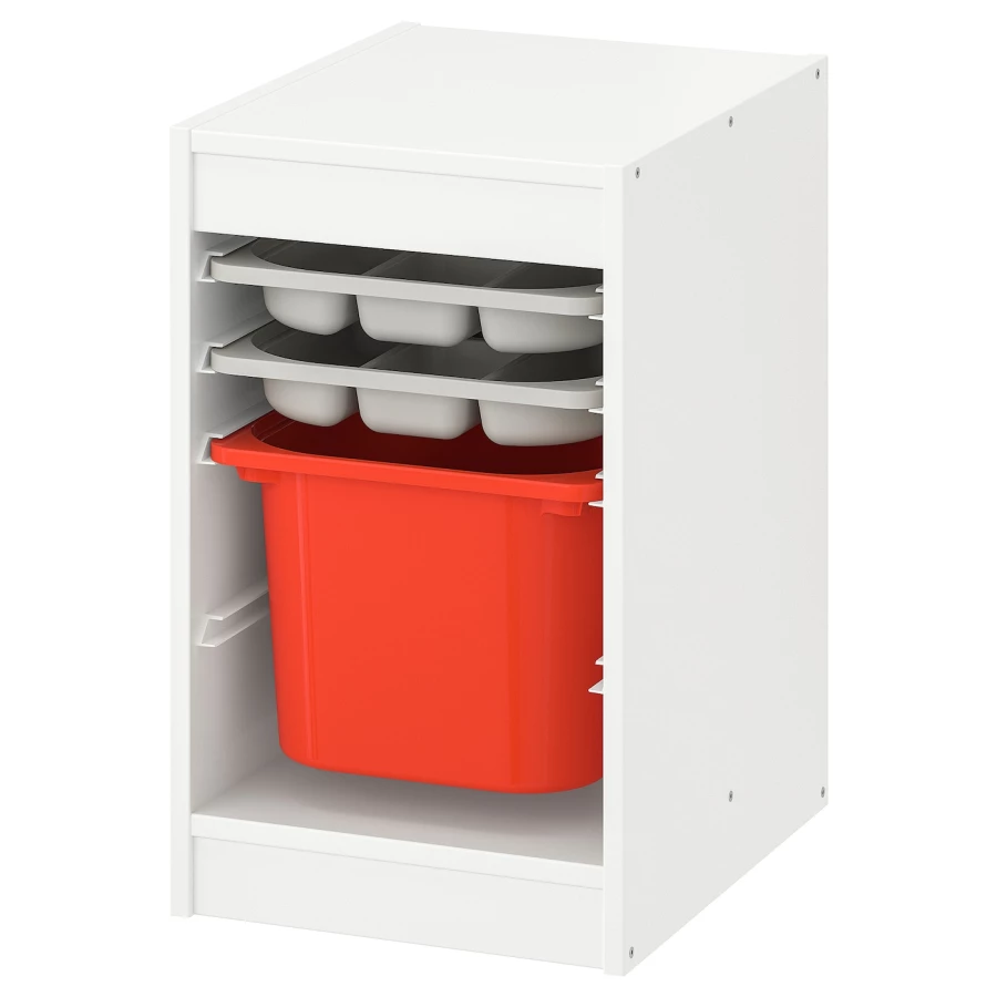 Стеллаж - IKEA TROFAST, 34х44х55 см, белый/серый/оранжевый, ТРУФАСТ ИКЕА (изображение №1)