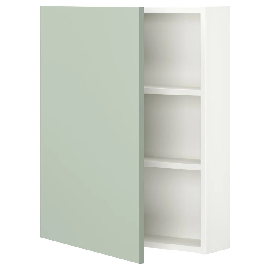 Навесной шкаф с 2 полками/дверью - IKEA ENHET/ЭНХЕТ ИКЕА, 75х17х60 см, белый/зеленый (изображение №1)
