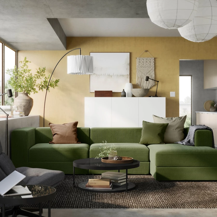3-местный диван и шезлонг - IKEA JÄTTEBO/JATTEBO,  71x160x310см, зеленый, ЙЕТТЕБО (изображение №2)