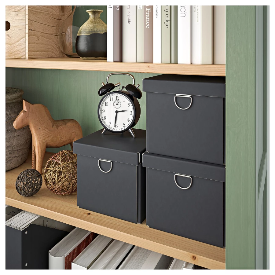 Открытый книжный шкаф - IKEA HEMNES/ХЕМНЭС ИКЕА, 90x197 см, серо-зеленая/светло-коричневая морилка (изображение №4)